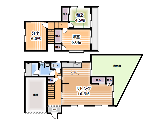 ■渋沢ハウス　３ＬＤＫ（82.62㎡）　　　　　　　　　　　　　　　　　　　　　　　　　　　　ペット入居可　戸建賃貸　専用庭　車庫　