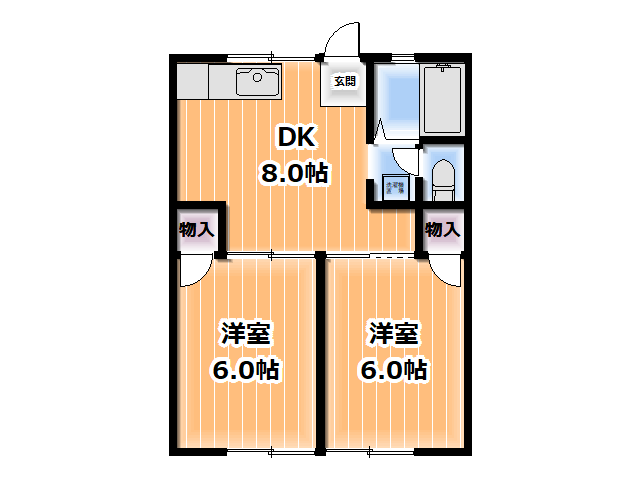 ■平沢ハイツ　2ＤＫ（38.88㎡）　　　　　　　　　　　　　　　　　　　　　　　敷金礼金ゼロ　敷地内駐車場(複数台利用可)
